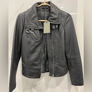 Brand new with tags ALL SAINTS Black Belvedere Biker Leather Jacket Size 4